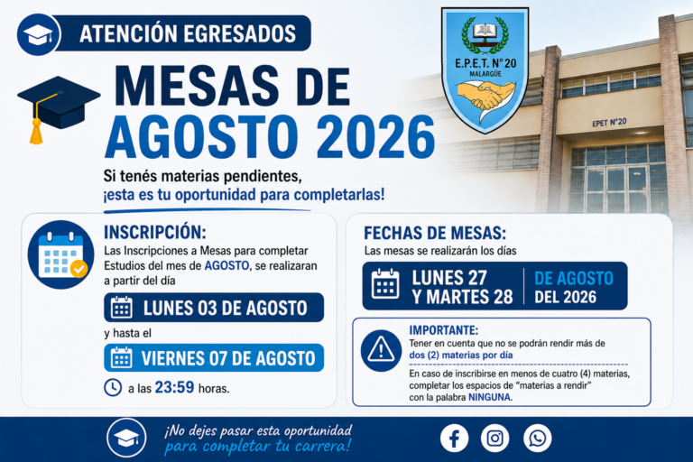 Mesas de Agosto para Egresados